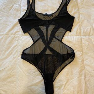 Finesse Yuna Black Mesh Bodysuit- Medium